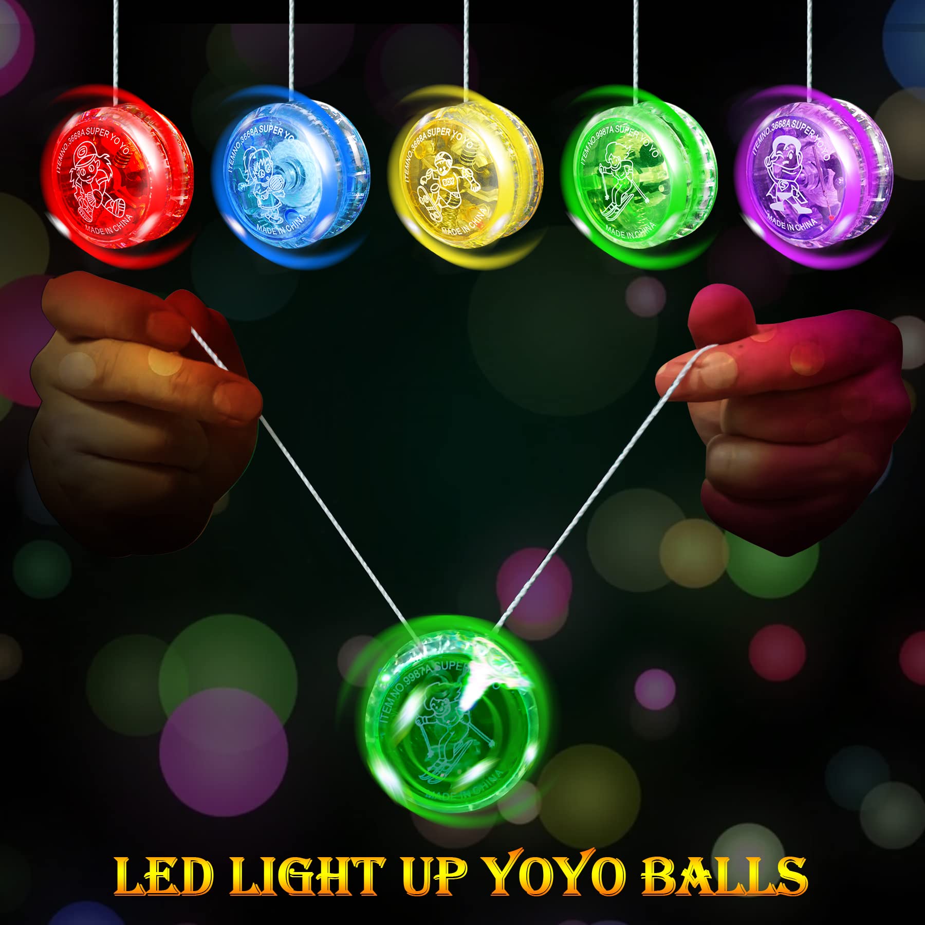 YOFOBU 32 LED Light Up Responsive Ball Beginner Level LED YoYo Ball Plastic Auto Return Bearing Toys for Birthday Party Favors,Classroom Rewards