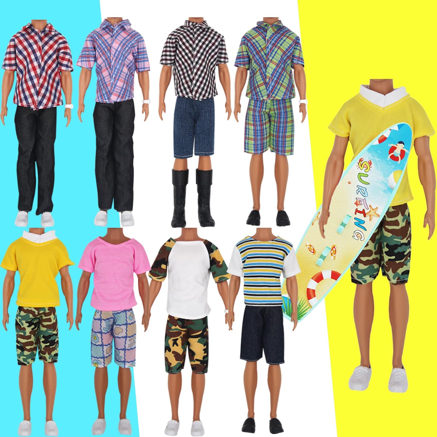 EuTengHao 25Pcs Doll Clothes and Accessories for 12 Inch Boy Dolls Includes 16 Different Wear Clothes Shirt Jeans Pants Shoes for 12'' Boyfriend Doll