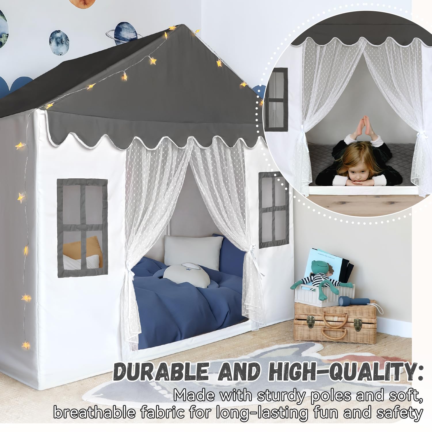 Kids Play Tent with Padded Mat, Kids Tent Playhouse Tent for Kids Ages 4-8