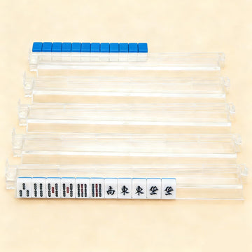 HBLEDOT Mahjong Racks with Pushers, Convenient Rotating One-Piece Mahjong Pushers and Racks,4-Piece Set American Mahjong Accessories,Transparent