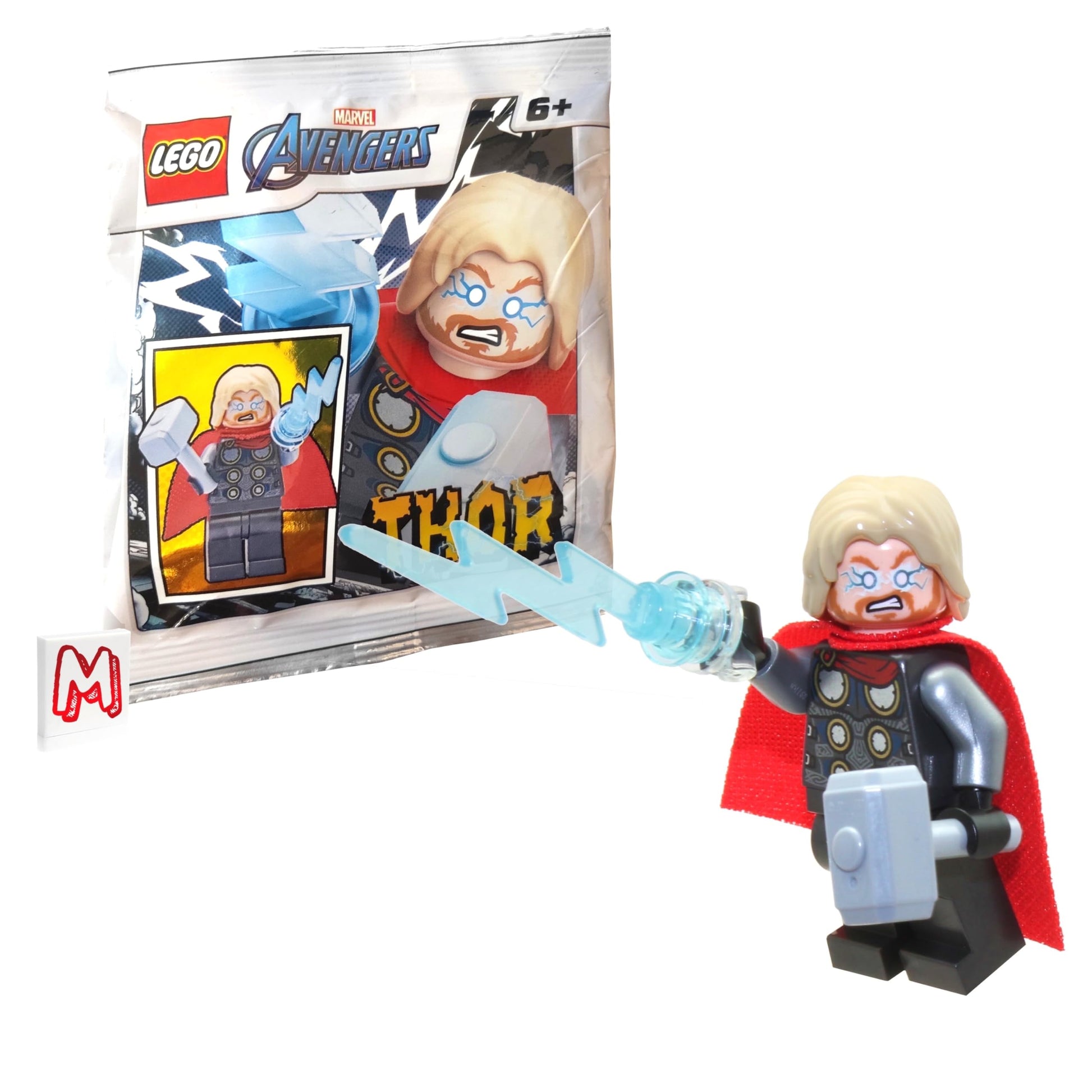 LEGO Super Heroes Avengers Minifigure - Thor with Mjolnir Hammer and Lighting Bolt (2020 Version)