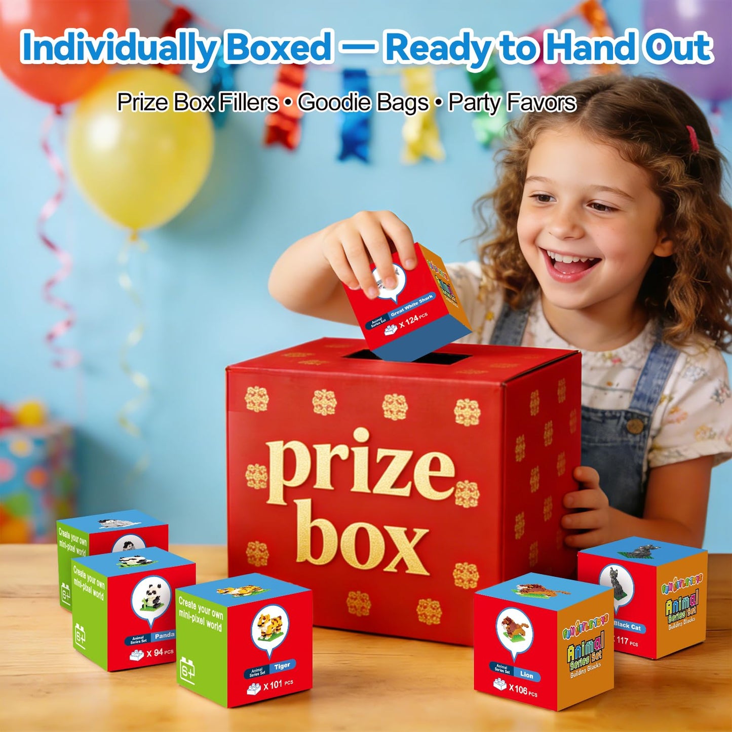 FUN LITTLE TOYS Party Favors for Kids 6-12, 12 Pack Mini Animal Building Blocks, Individually Packaged Small Building Toys with Instructions