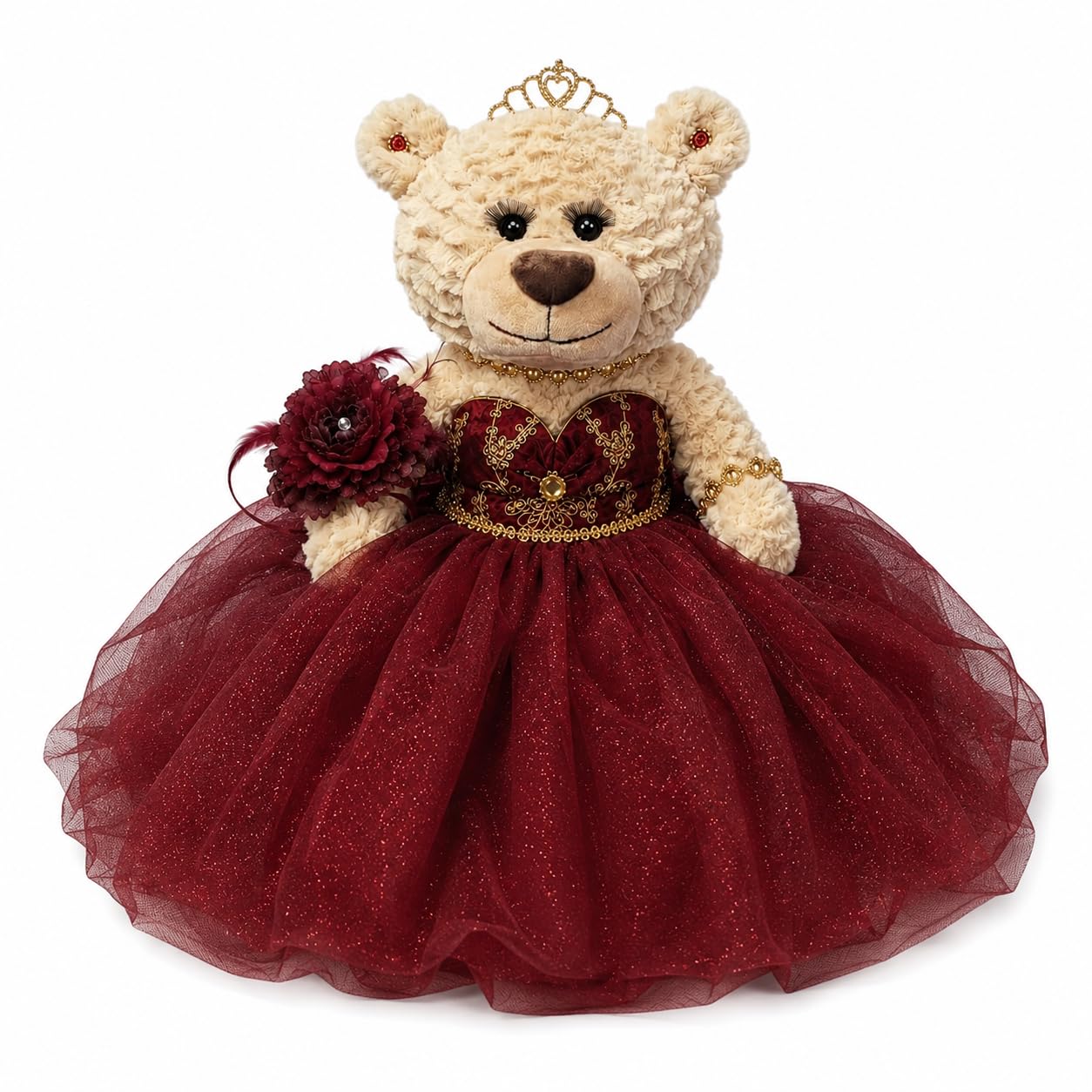 KINNEX COLLECTIONS SINCE 1997 20" Quince Anos Quinceanera Last Doll Teddy Bear with Dress (Centerpiece) ~ ARC16832-7 (Burgundy)