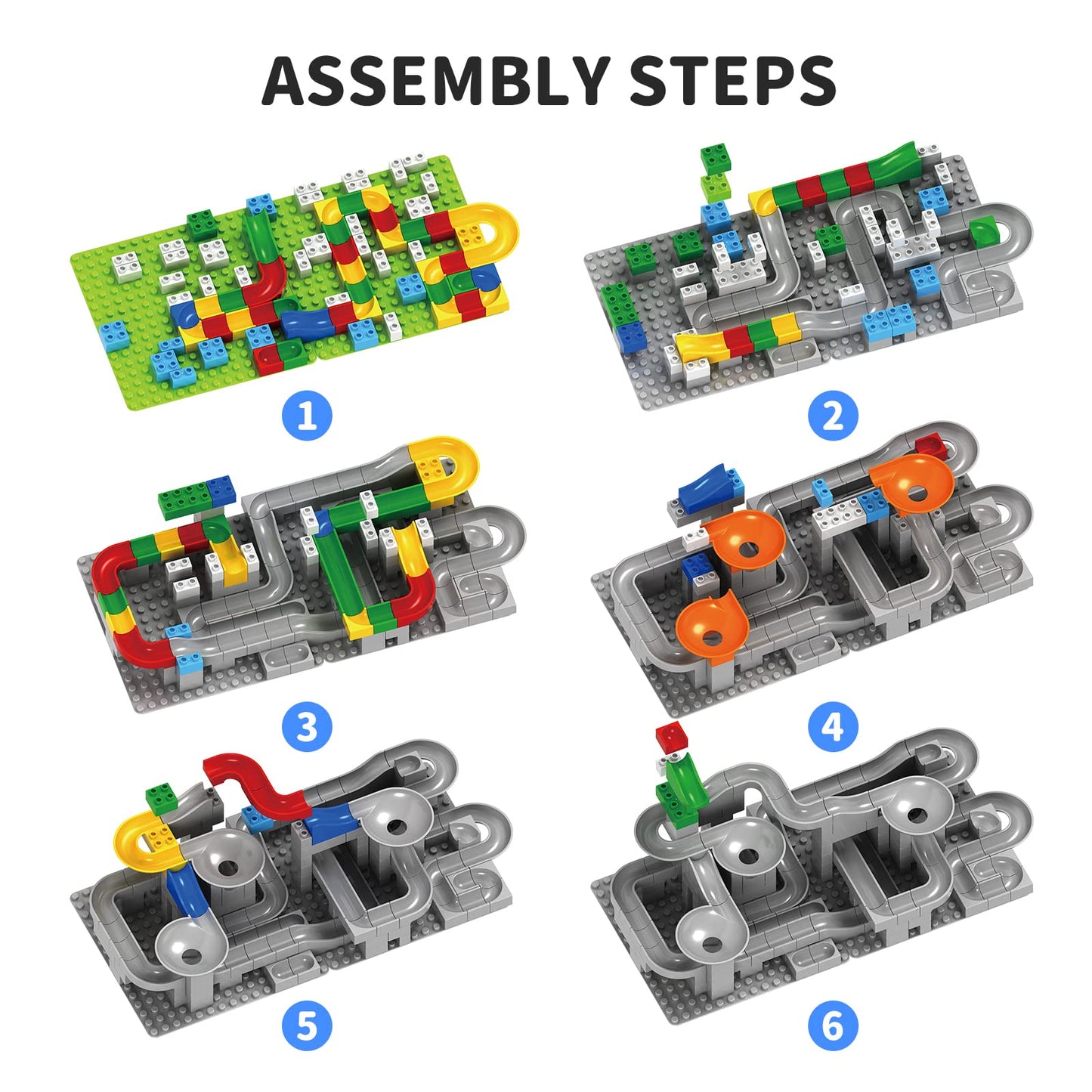 STEM Learning Toys, 176 Pcs Marble Runs for Kids 4-8, Marble Run Building Blocks Classic Marble Track for Boys Girls Toddler Age 3 4 5 6 7 8+