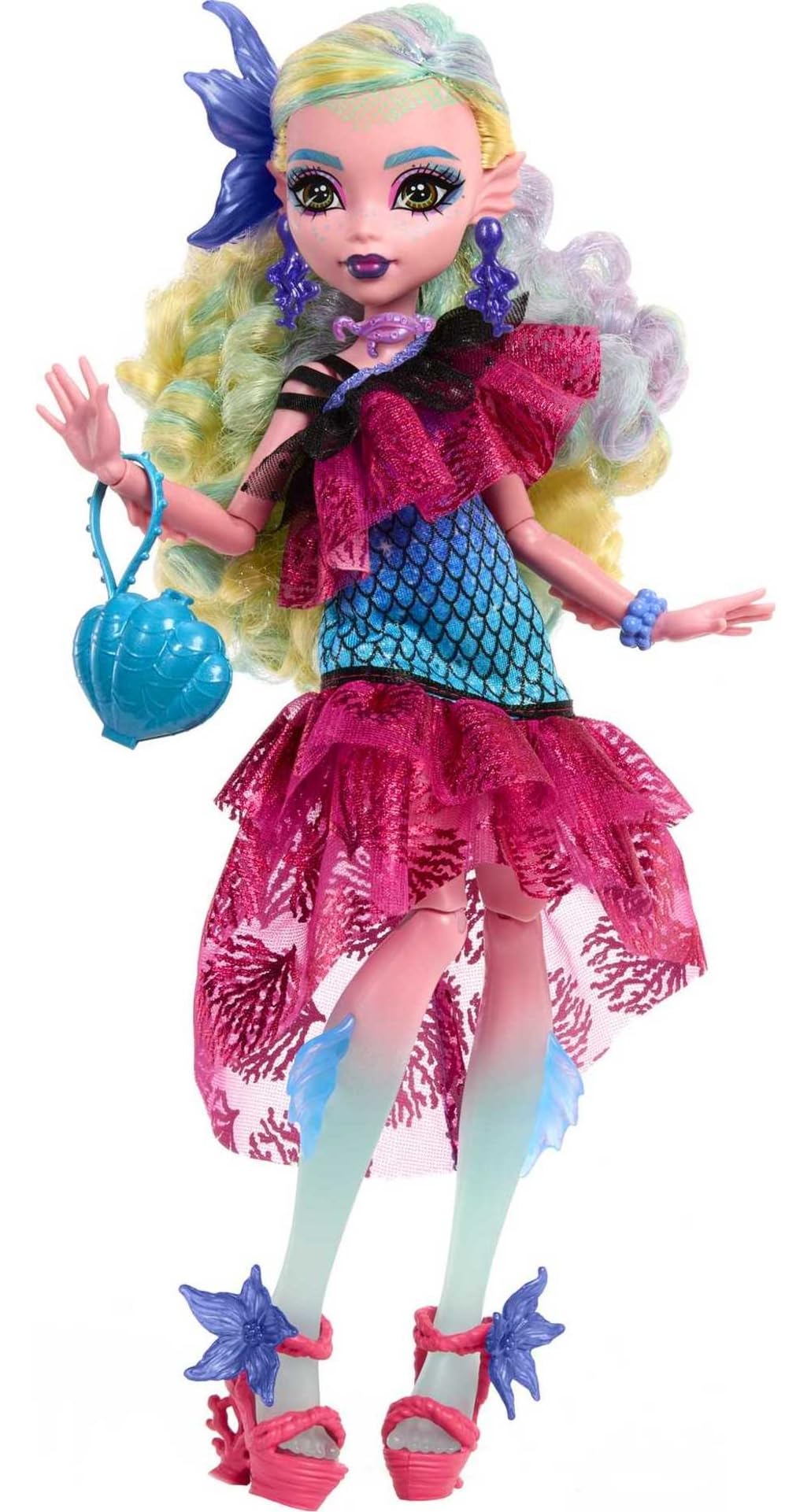 Monster High Monster Ball Doll, Lagoona Blue in Party Dress with Themed Accessories Including Balloons & Punch Bowl