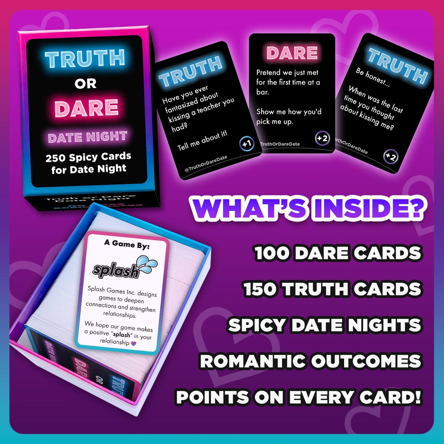 Truth Or Dare Date Night Couples Card Games for Adults with 250 Cards + Spicy Point System | Perfect for Romantic Date Night & Connection
