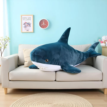 Ryttir 47.2 Inch XXL Giant Shark Stuffed Animals,Chubbier Shark Pillow Soft Shark Plush Shark Body Pillow Stuffed Shark Décor, Perfect Chrismas Stress