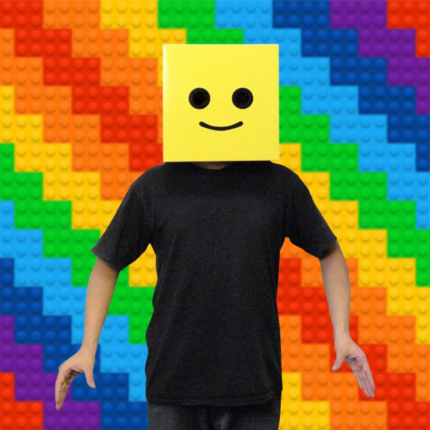 InCogneato Male Brickman Costume Box Head, Yellow