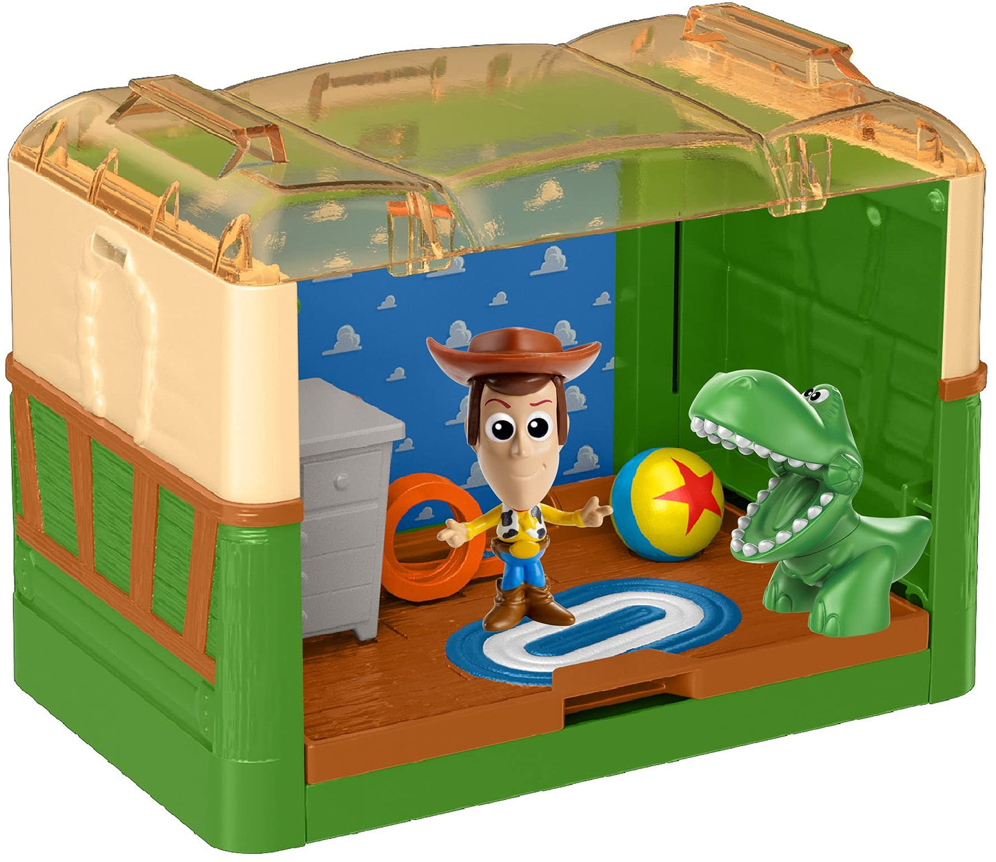 Disney and Pixar Minis Stackable Stories Toy Story Andy’s Room Toy, Detailed Movie Scene Case with 2 Mini Figures, Play Platform, Woody & Rex