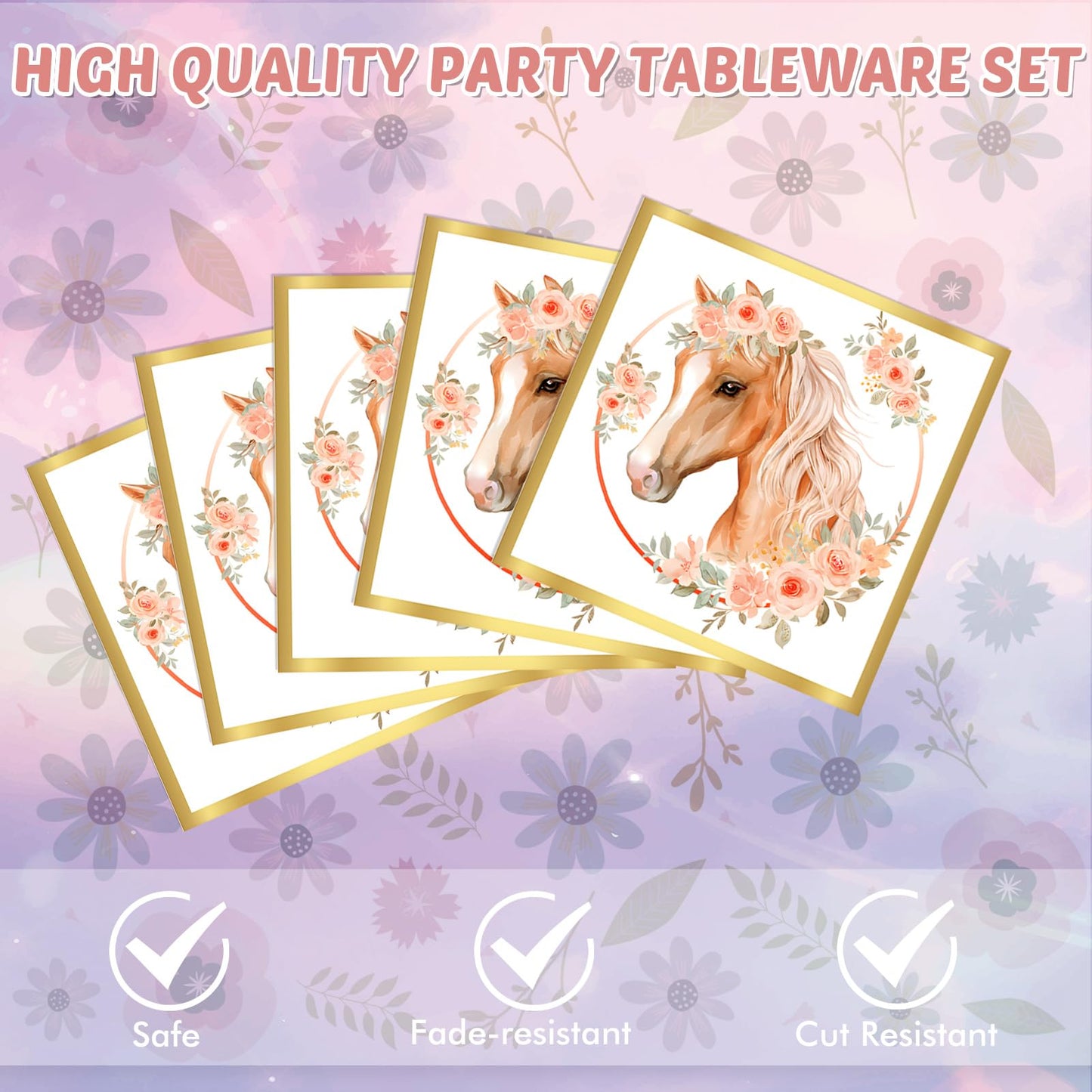 40PCS Horse Birthday Party supplies HorseParty Favors Include Party Plates and Napkins Cowgirl Wild Horse Party Birthday Tableware Decorations