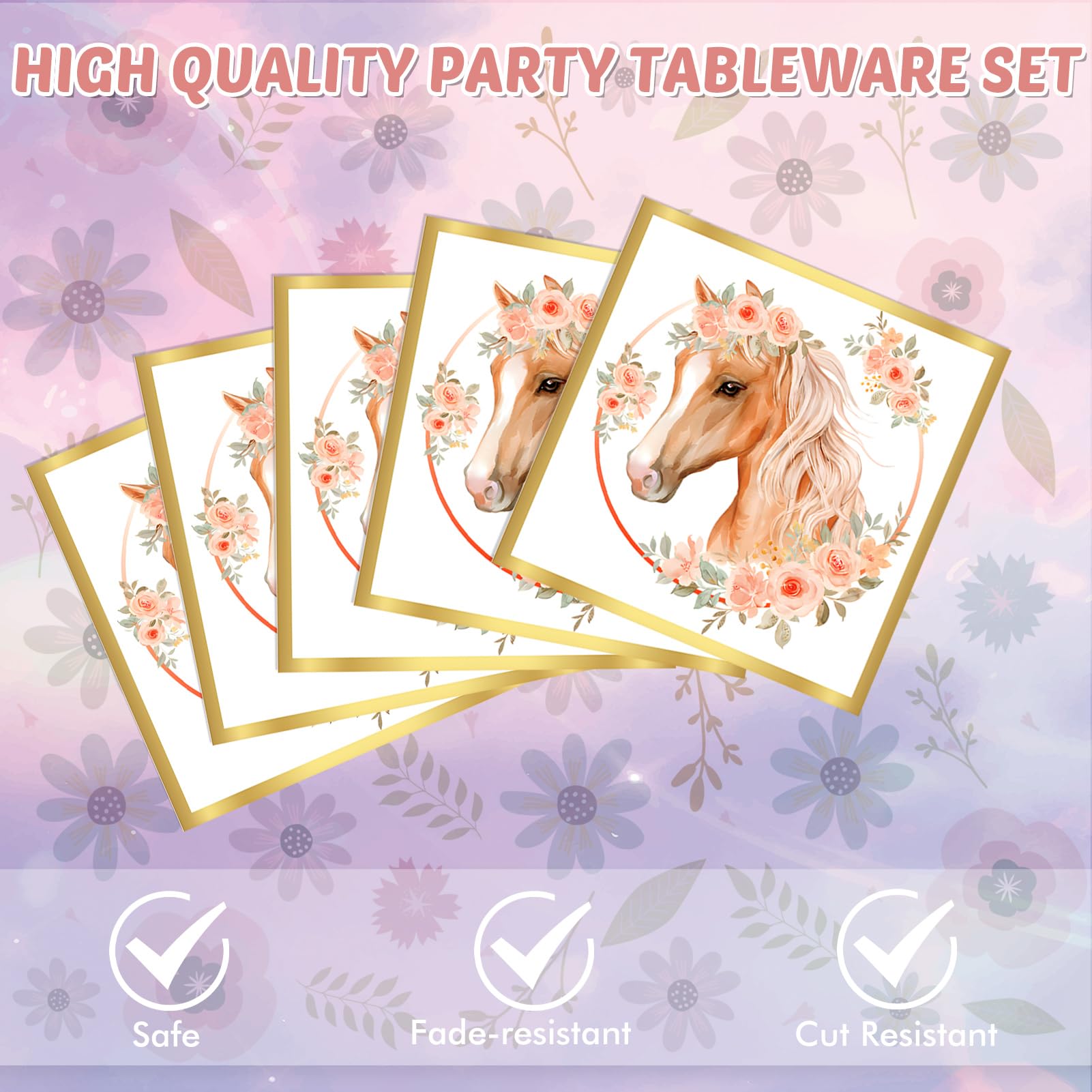 40PCS Horse Birthday Party supplies HorseParty Favors Include Party Plates and Napkins Cowgirl Wild Horse Party Birthday Tableware Decorations