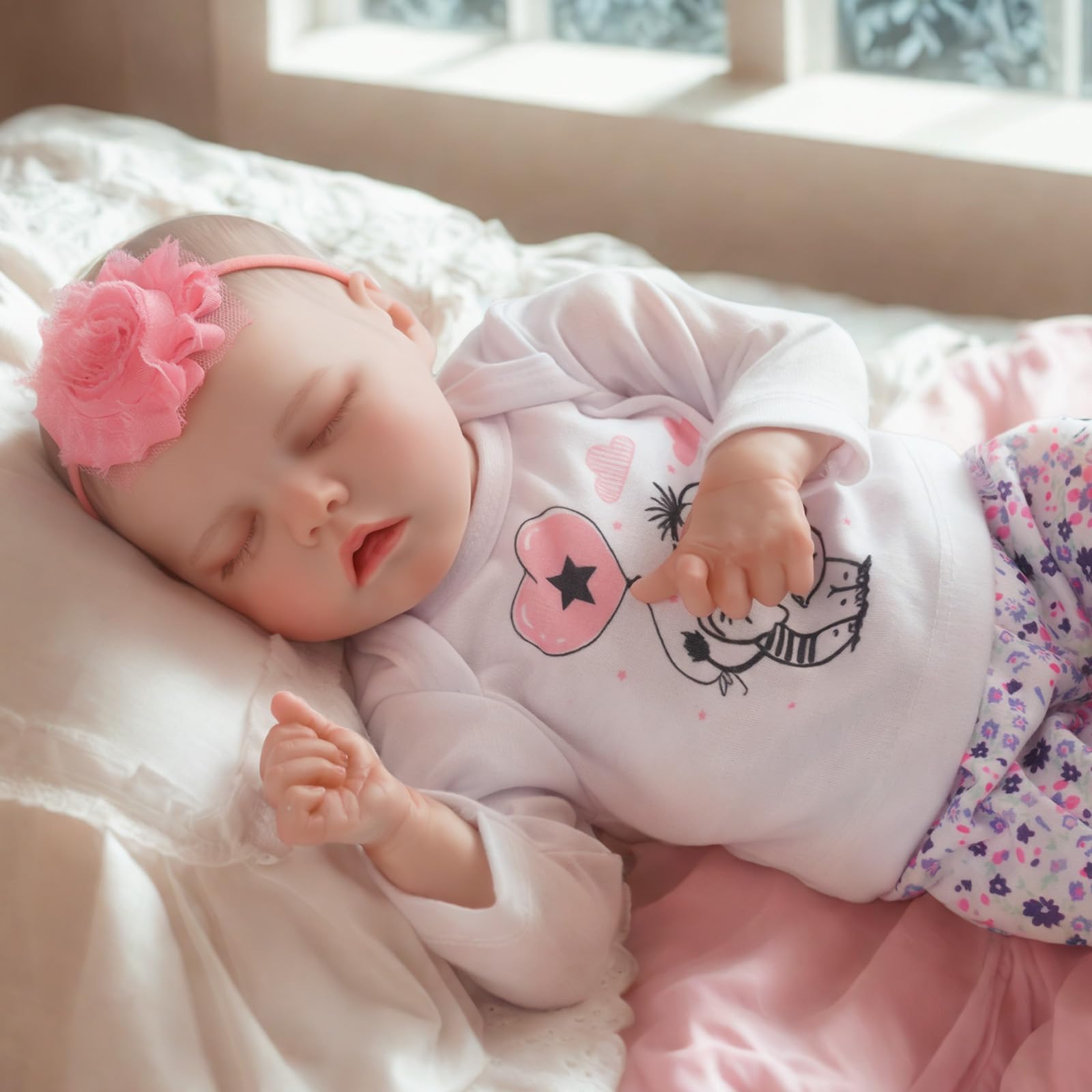 JIZHI Lifelike Reborn Baby Dolls Girl, 17 Inch Real Baby Doll Soft Body Realistic Newborn Vinyl Silicone Baby Doll Full Body Poseable Real Life Baby