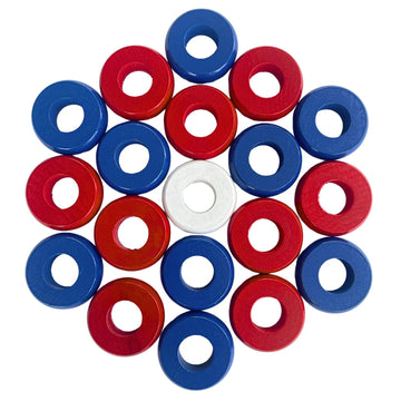 32 Red and Blue Carrom and Pichenotte Board Game Rings (Large Rings - 1 1/4 inch Diameter (3.2cm))
