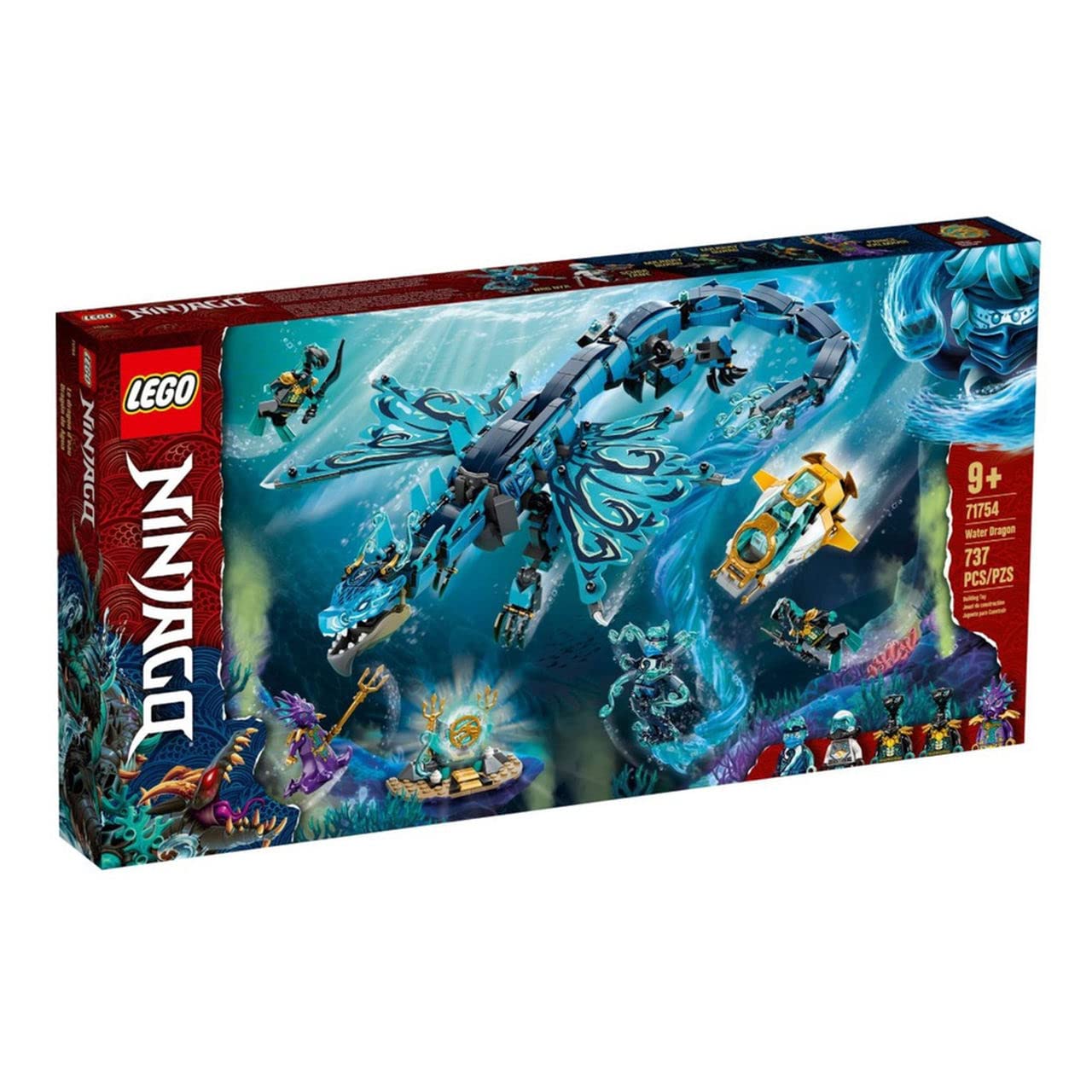 LEGO NINJAGO Water Dragon Toy, 71754 Building Set with 5 Minifigures and Weapons, Ninja Gifts for 9 Plus Years Old Kids, Boys & Girls