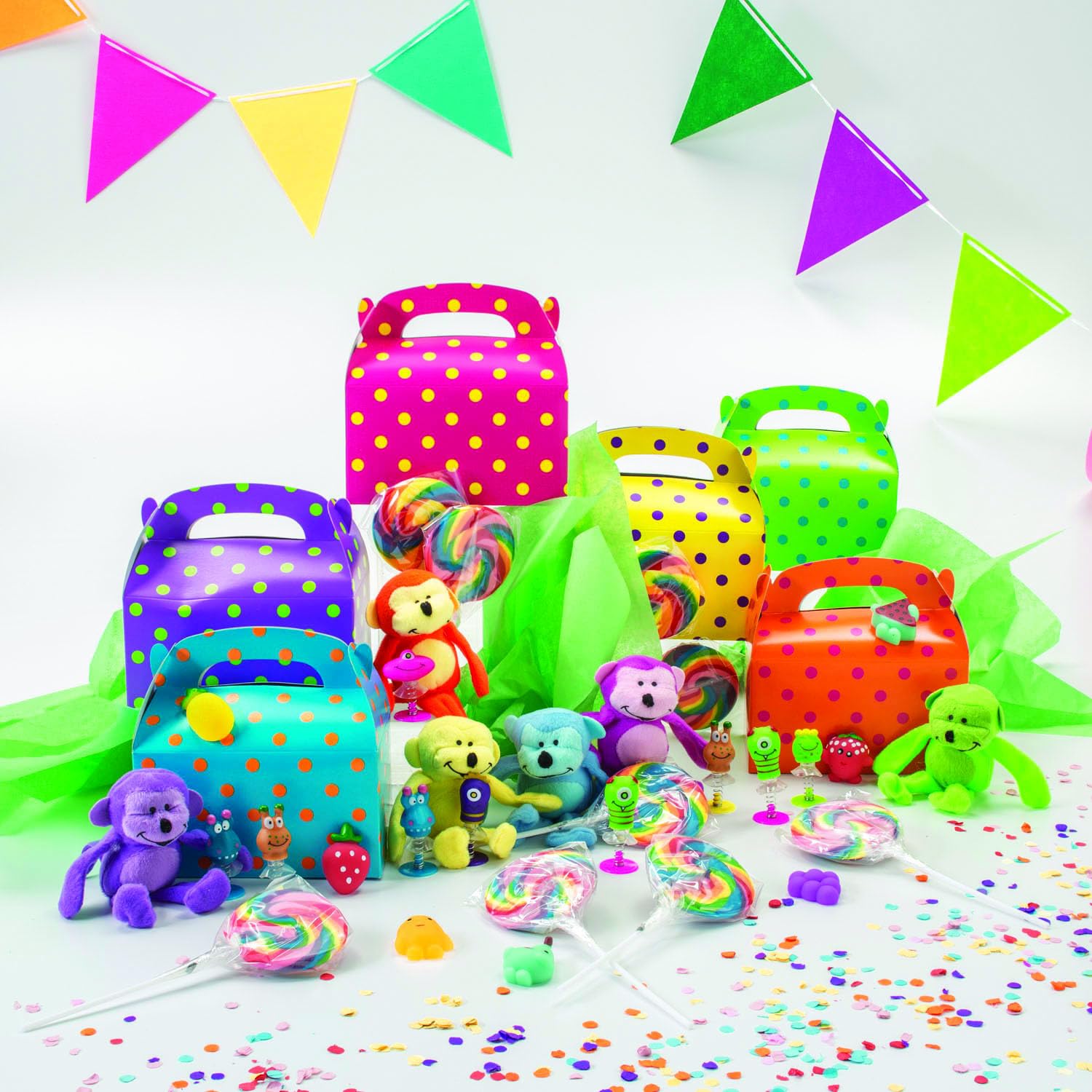 Fun Express Fuzzy Bright Neon Stuffed Happy Monkeys, 5 1/2", 12 Pc.