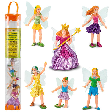 Safari Ltd. Fairy Fantasies TOOB - 6 Mini Figurines Including Fairy Queen, Baby, and Flower Fairies Jasmine, Buttercup, Violet, Iris - Enchanting Toy