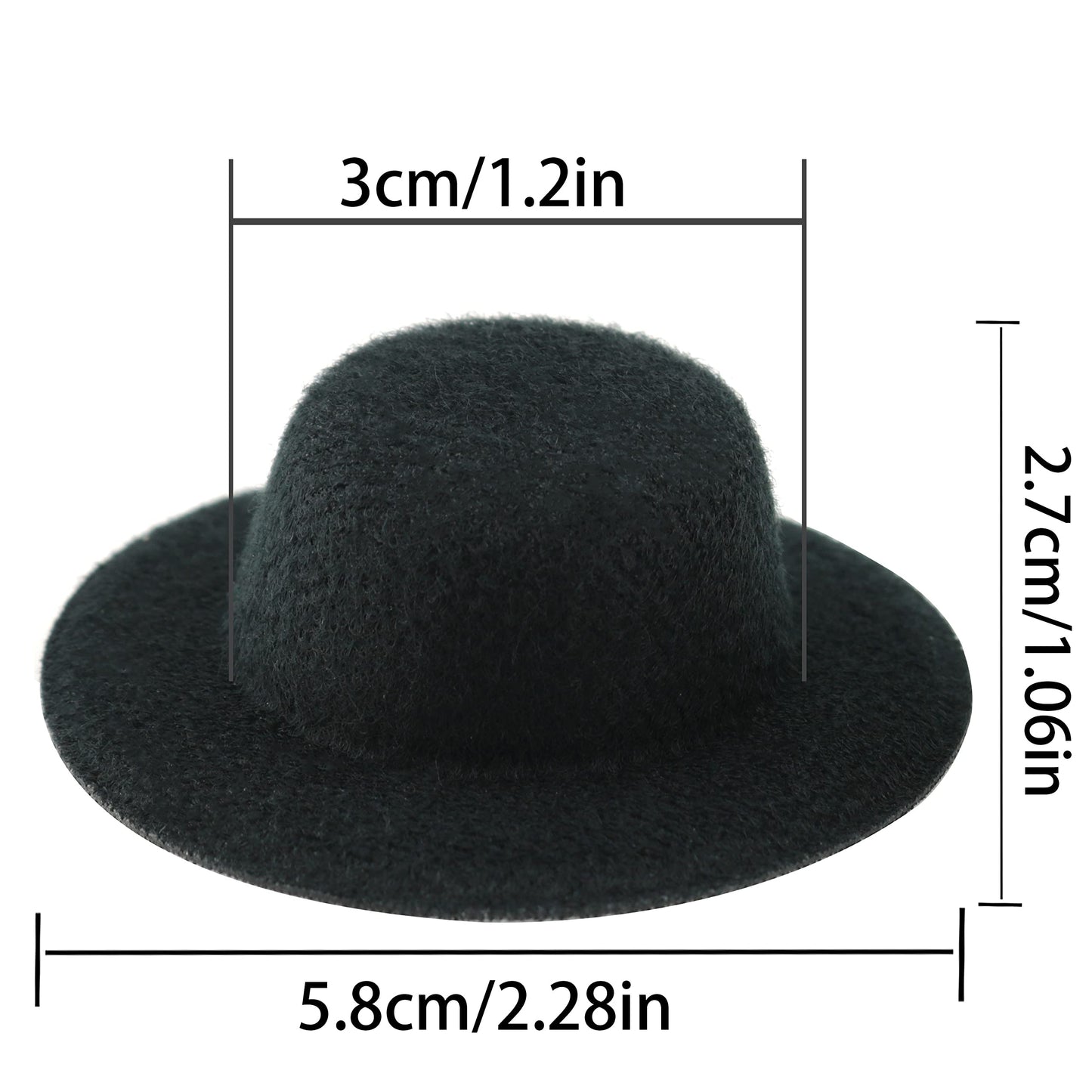 YHXiXi Handmade Small Wide Brim Doll Fedoras: 10pcs Felt Panama Hats with Flat Tops