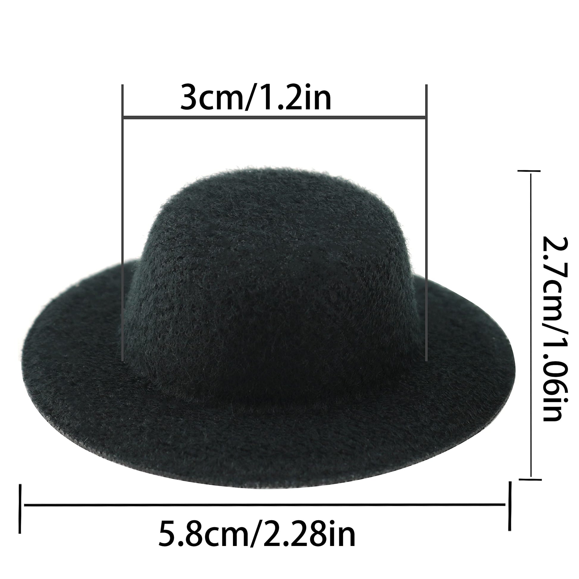 YHXiXi Handmade Small Wide Brim Doll Fedoras: 10pcs Felt Panama Hats with Flat Tops