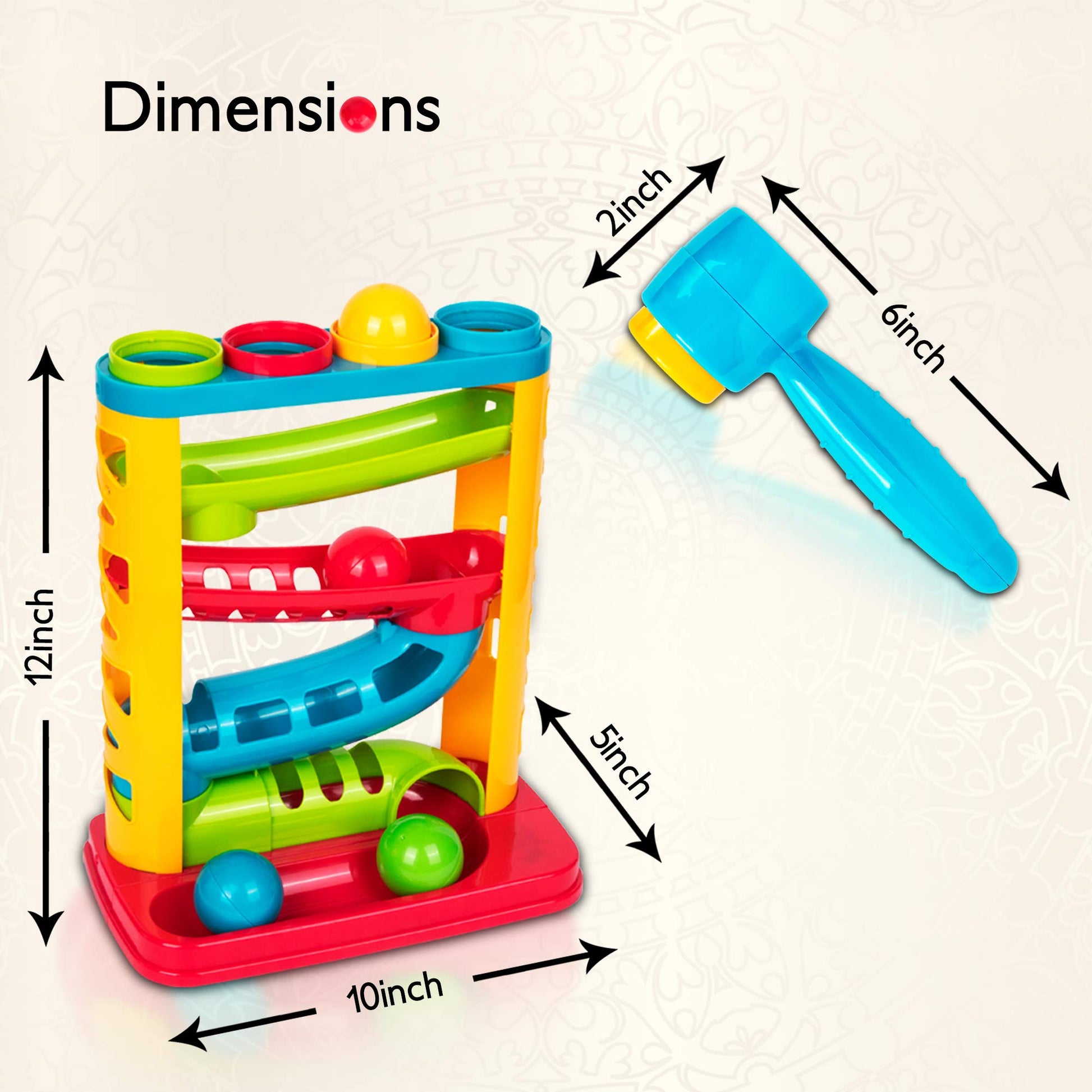 Durable Pound A Ball Toys for Toddler, Stacking, Learning, Active, Early Developmental Hammer Montessori Toys, Fun Gifts for Boy & Girl - STEM