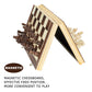 AMEROUS 15 Inches Magnetic Wooden Chess Set - 2 Extra Queens - Folding Board - Pieces Storage Slots, Handmade Portable Travel Chess Game - Beginner