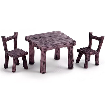 3 Pcs Miniature Table and Chairs Set - Outdoor Pastoral Style Fairy Garden Furniture Ornaments - Resin Bench & Chair Kit for Dollhouse Accessories