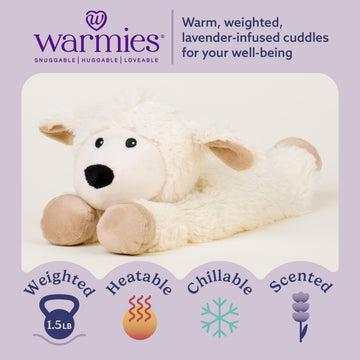 warmies Microwavable & Weighted Stuffed Animals, Laying Sheep - Heated Stuffed Animal Plushie for Warmth & Comfort - Cute Soft Plush Toys for Adults