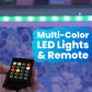 Folding Portable Party Bar w/Patented Multi-Color LED Lights, Prism Graphic, Black Skirt, and Storage Shelf