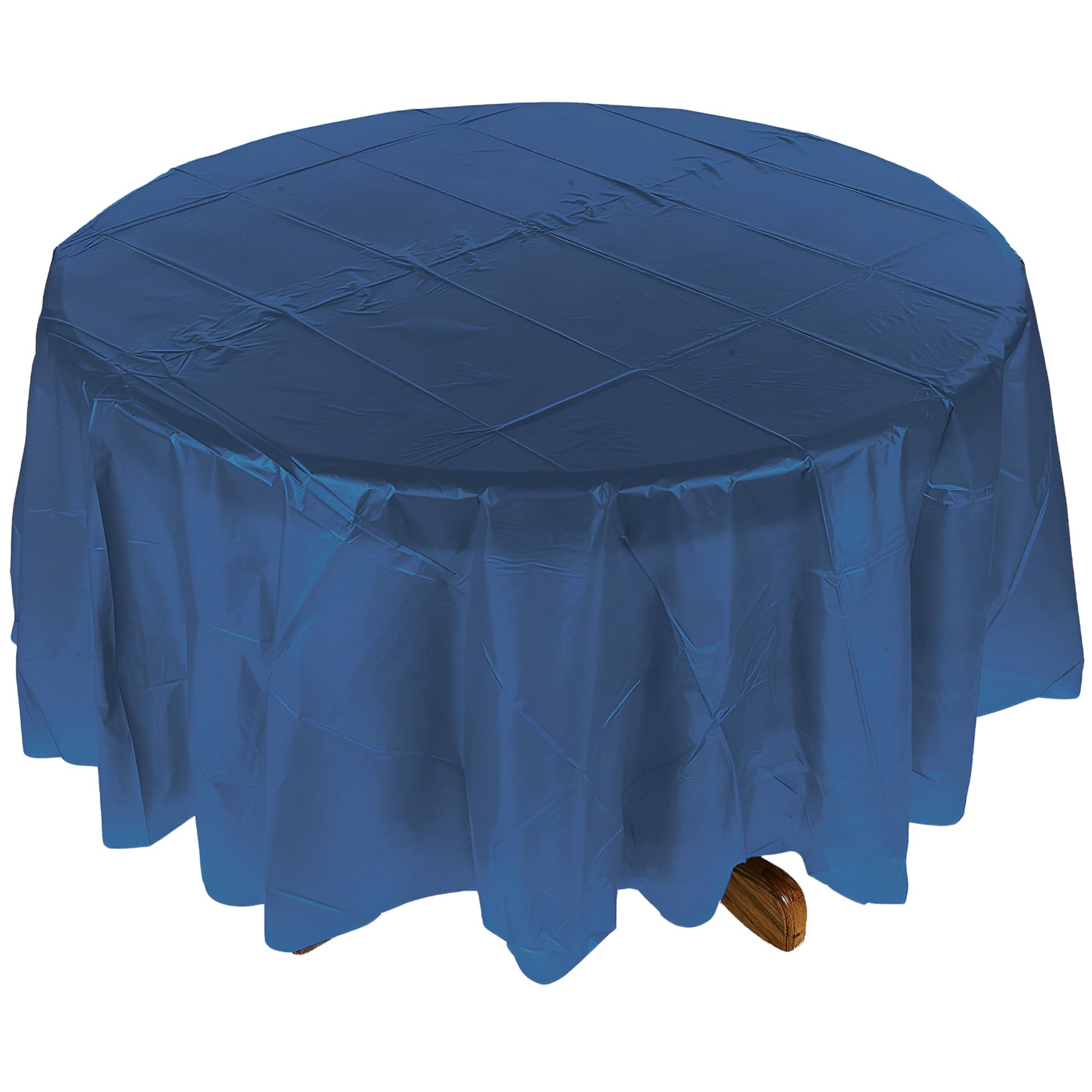 Fun Express Navy Blue Round Plastic Tablecover, 82", 1 Piece