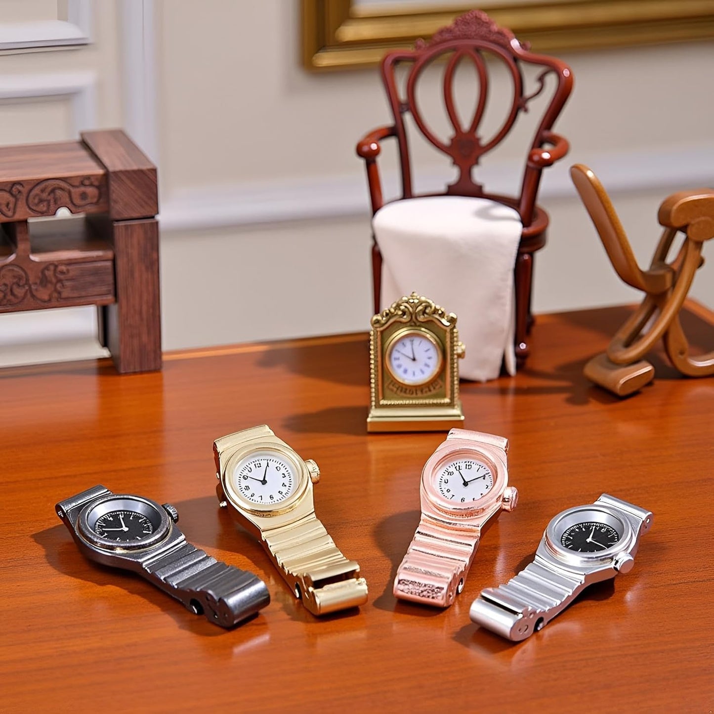 4Pcs/Set Miniature Watch Set Dollhouse, 1:12 Scale, Mini Crafts Dollhouse, DIY Accessories Decorations