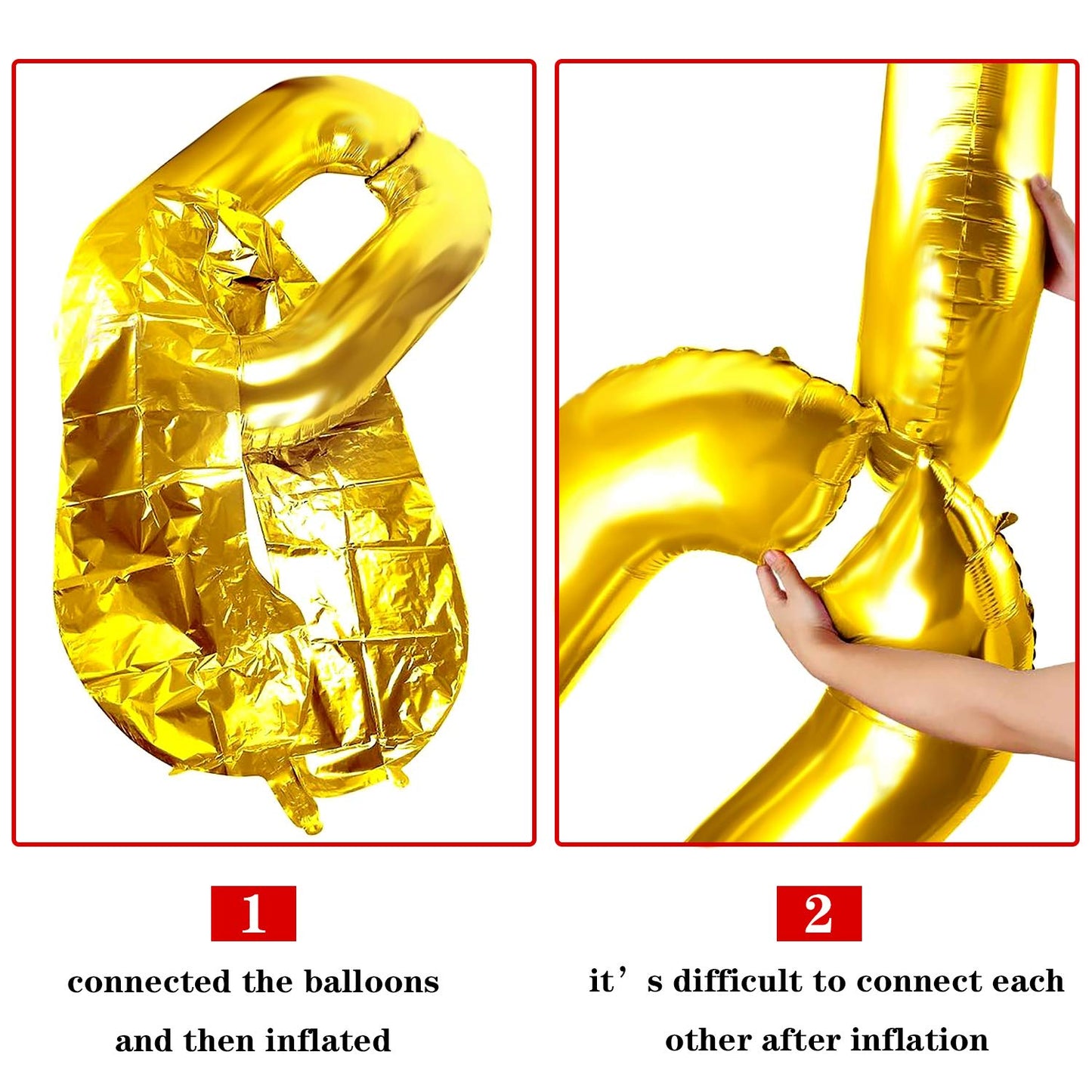 Foil Chain Balloons Jumbo Chain Balloons for 80s 90s Party Decorations Giant Balloon Chain Balloons Gold (Gold, 16 inch)