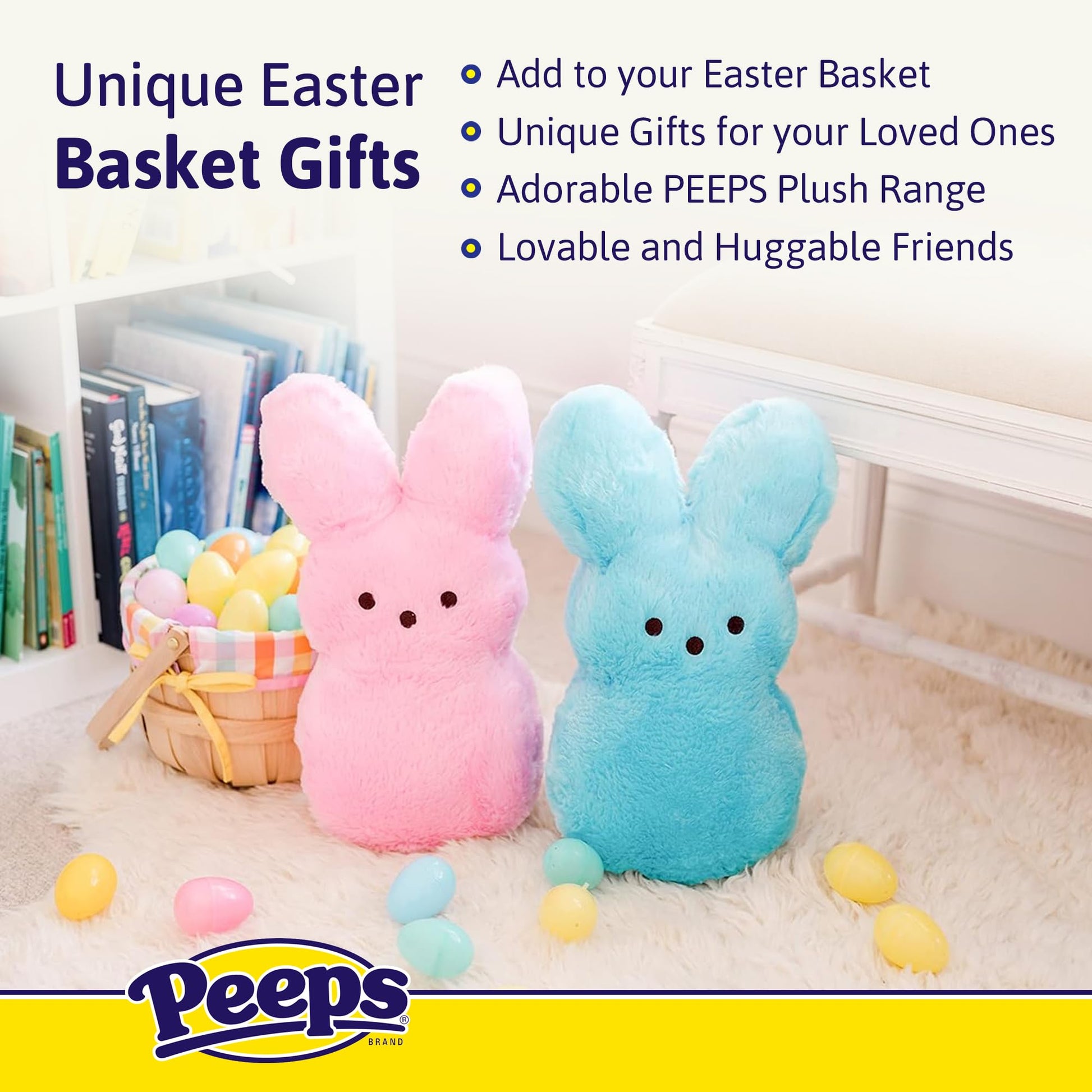 Animal Adventure | 15" Purple Shaggy Bunny Peeps Plush | Easter Basket Stuffed Animals for Kids | Marshmallow Candy | Huggable Ultra Soft Plushie