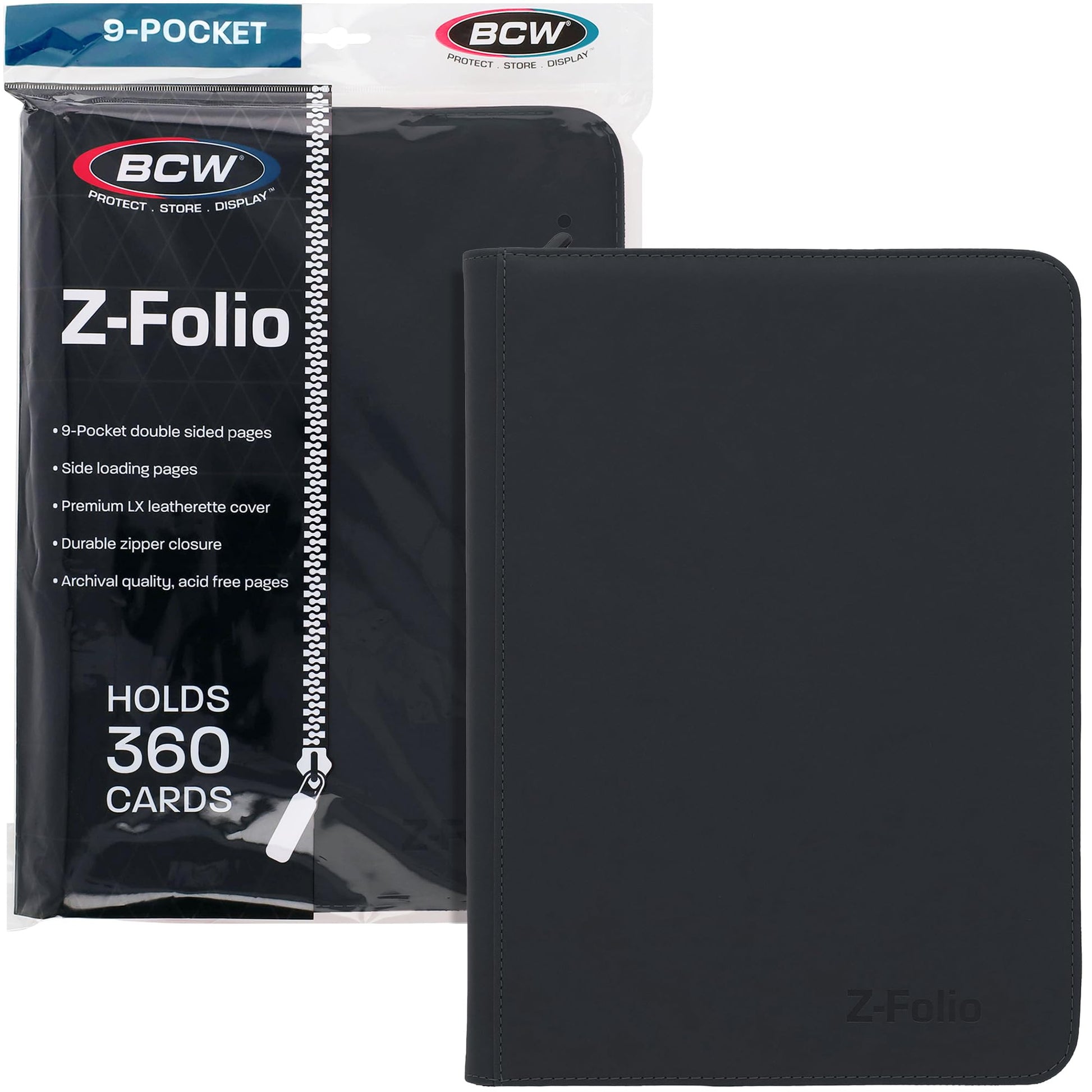 BCW Top Loader Binder | 9-Pocket LX Album | Black Leatherette Toploader | Archival Safe | Side-Loading Pages | Holds 252 Standard 3x4 Toploaders |