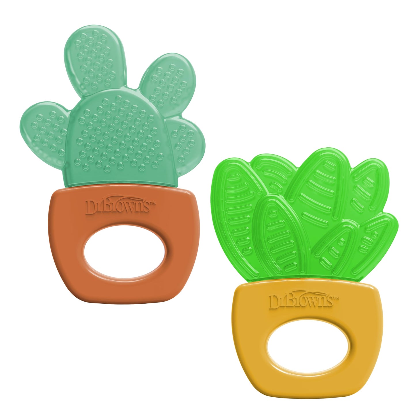 Dr. Brown's AquaCool Water-Filled Teether, Cooling Baby Teether Toy for Sore Gums, Green Cactus, BPA-Free, 3m+, 2-Pack