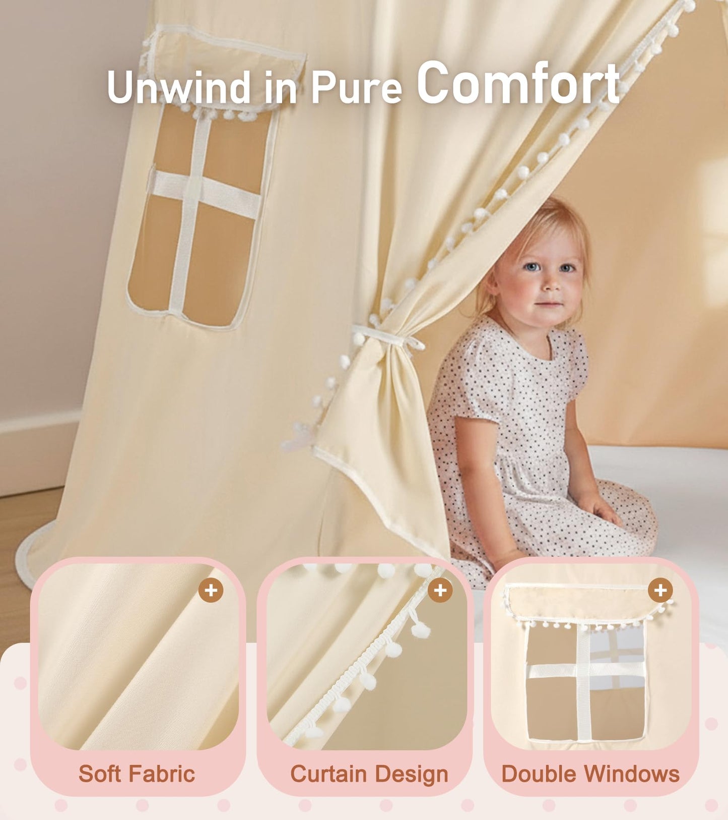 Play Tent, Large Playhouse Kids Castle Play Tents with Carry Bag, Indoor Outdoor Game Tent, Portable Children Yurt Tents, Birthday Gift for Boys