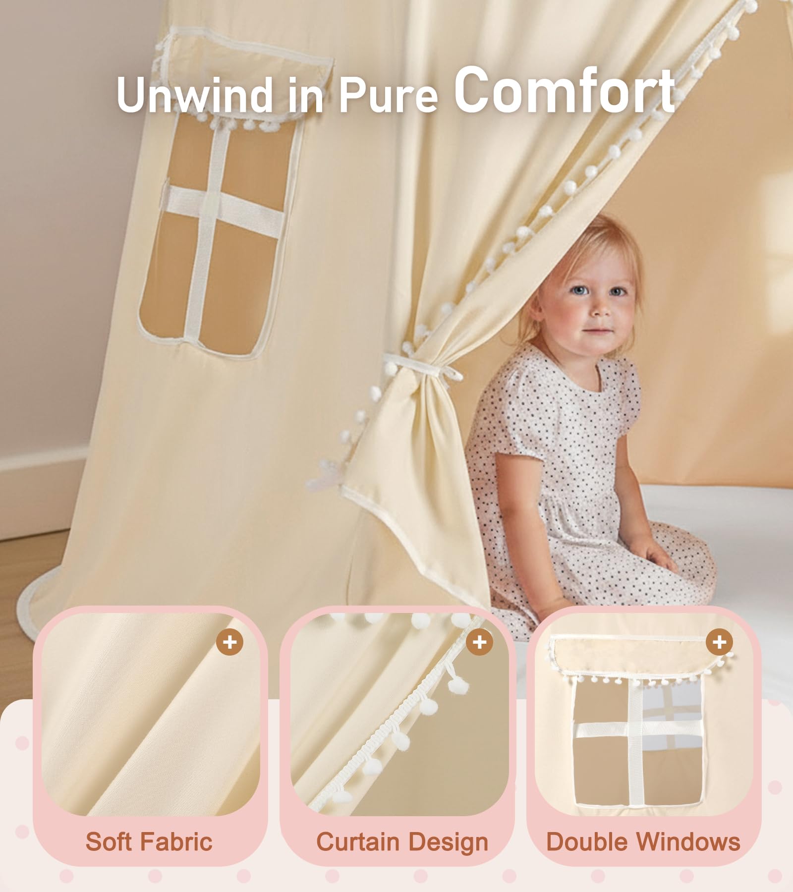 Play Tent, Large Playhouse Kids Castle Play Tents with Carry Bag, Indoor Outdoor Game Tent, Portable Children Yurt Tents, Birthday Gift for Boys