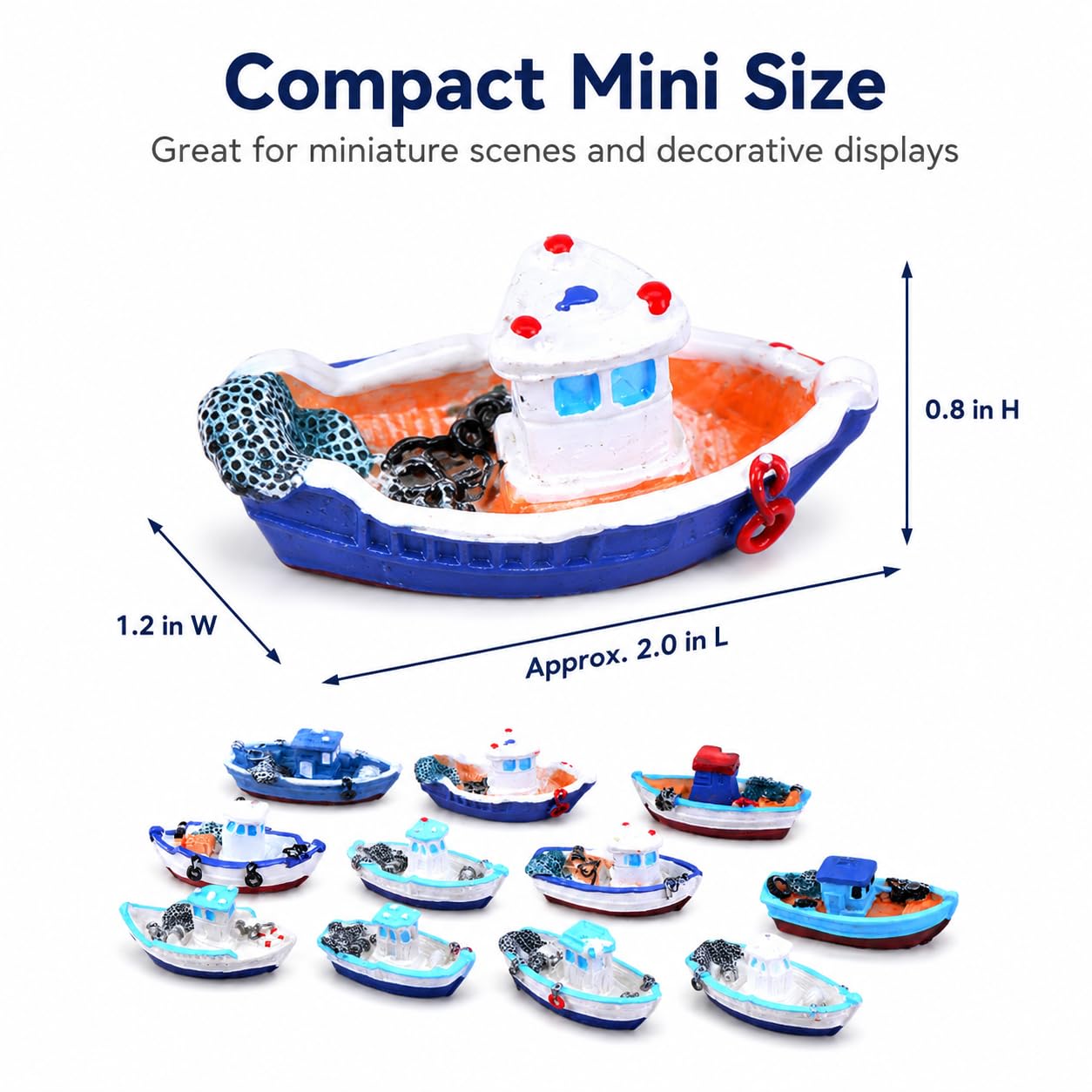 Halloluck 4 Pcs Miniature Dollhouse Boat Sea Fishing Boats Mediterranean Decor Ocean Beach Fairy Garden Micro Landscape Dollhouse Ornament
