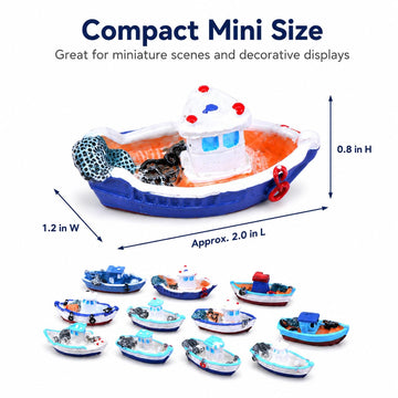 Halloluck 4 Pcs Miniature Dollhouse Boat Sea Fishing Boats Mediterranean Decor Ocean Beach Fairy Garden Micro Landscape Dollhouse Ornament