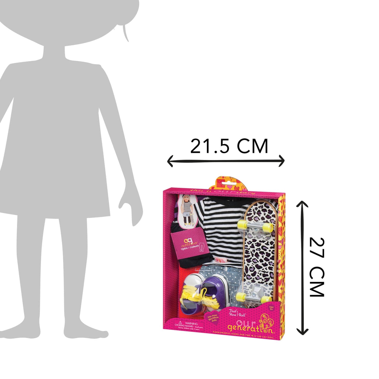 Our Generation - That's How I Roll - Sports Outfit - Skateboard Accessory - 18-Inch Doll Clothes - Pretend Play - Toy for Kids 3 Years +