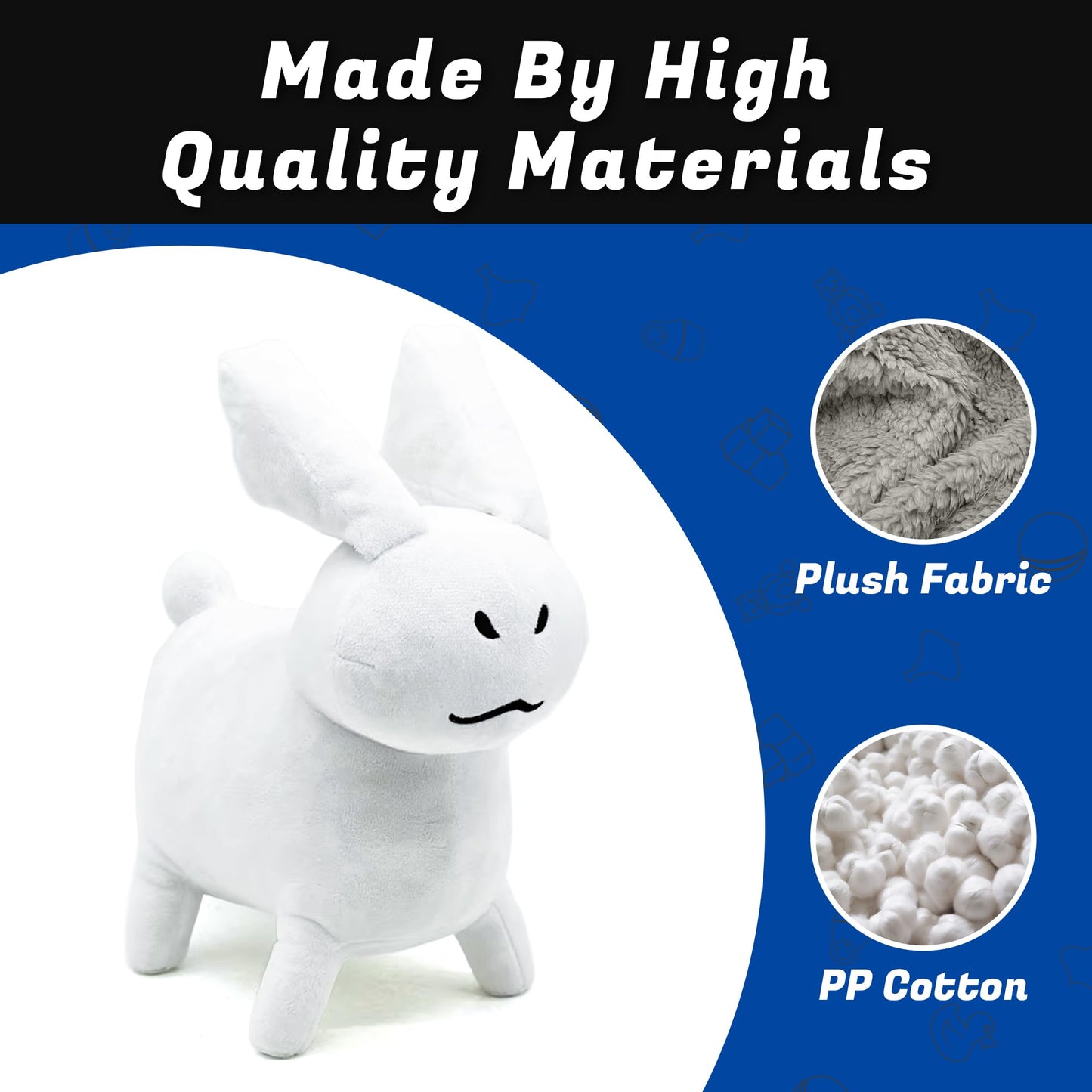 Adenzai White Gubby Rabbit Plush Toy - Soft Forsaken Gubby Plush Stuffed Animal, Cute Game Character Collectible Plushie Gift for Kids and Gamers