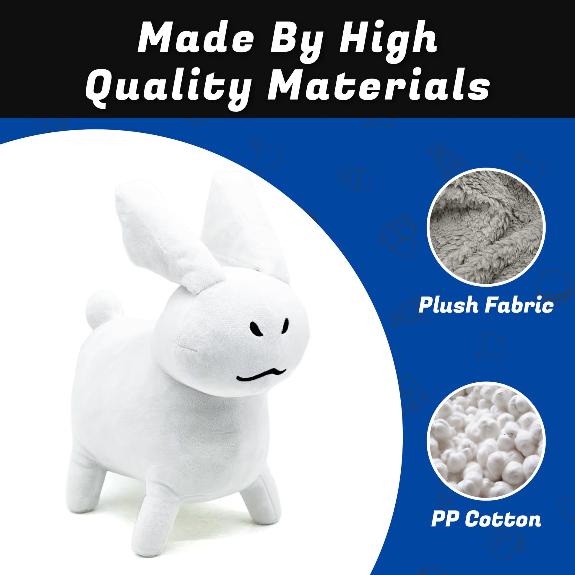 Adenzai White Gubby Rabbit Plush Toy - Soft Forsaken Gubby Plush Stuffed Animal, Cute Game Character Collectible Plushie Gift for Kids and Gamers