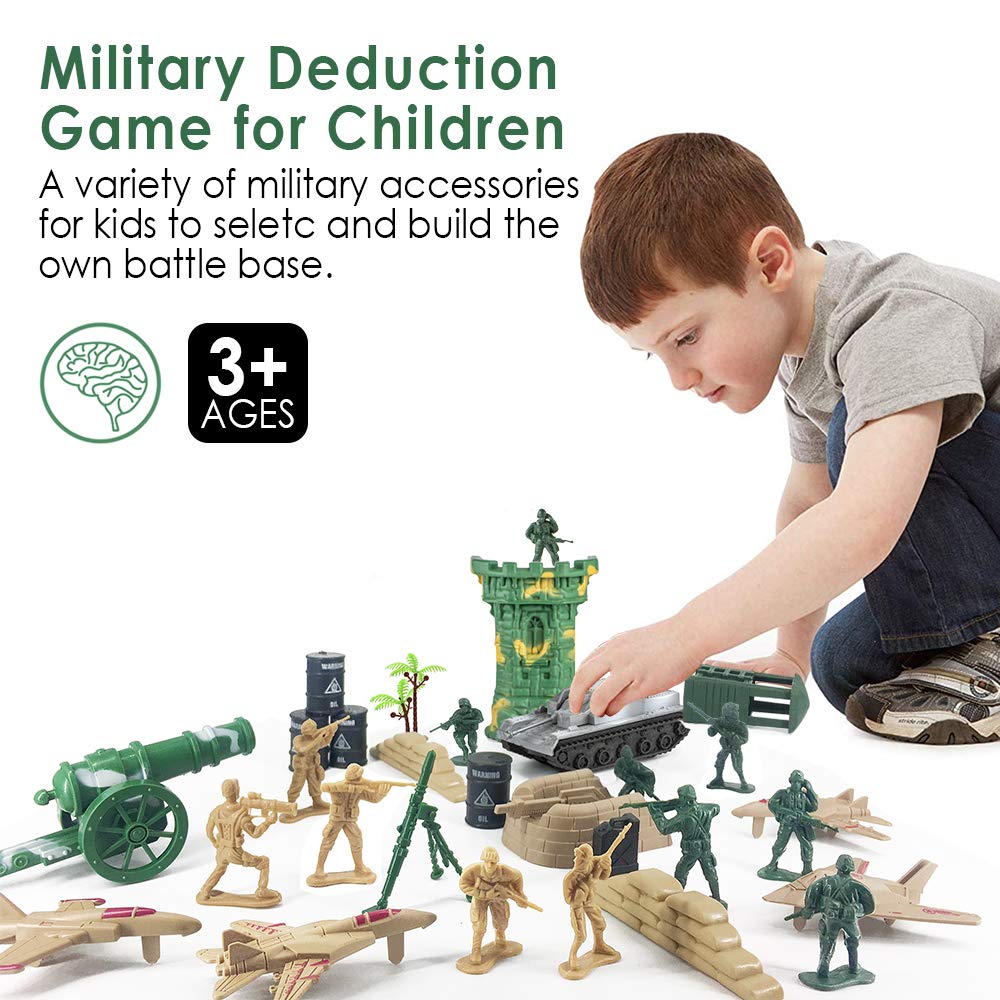 Divwa Army Men Toys for Boys 8-12, Military Soldier Army Base 160 Pcs Set Including WW2 Khaki Green Plastic and Accessories with Handbag for Kid