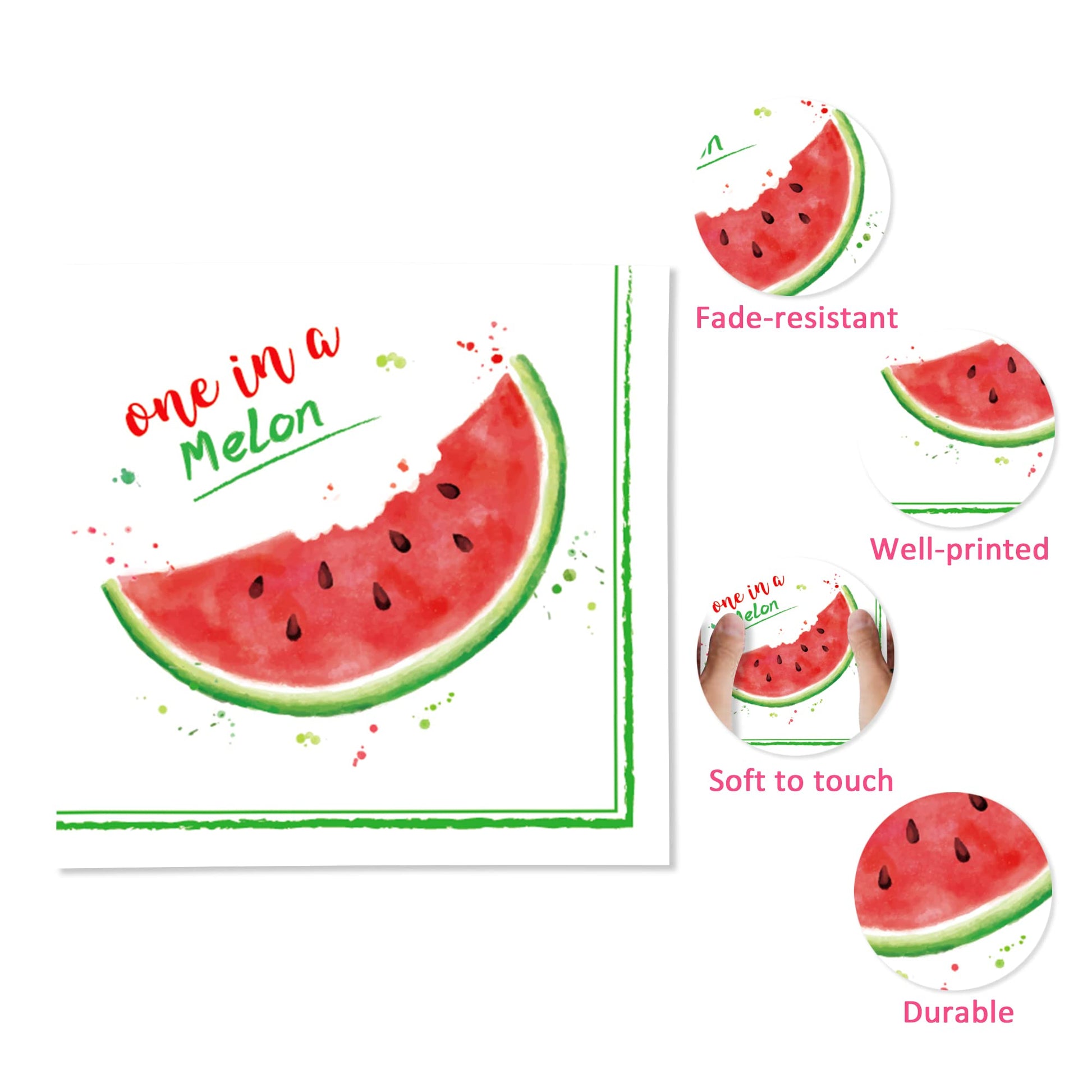 40Pcs Watermelon Party Napkins Summer Sweet Watermelon Paper Napkins Girls 1st Birthday Disposable Lunch Dinner Tableware Baby Shower Party Supplies