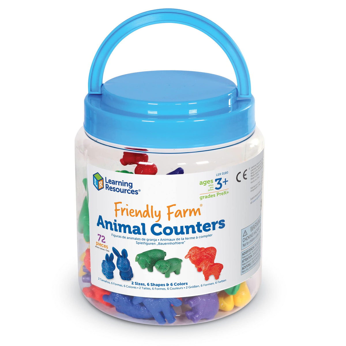 Learning Resources Friendly Farm Animal Counters - 72 Pieces, Ages 3+, Toddler Toys, Preschool Supplies, Classroom Desk Pets, Educational Counting