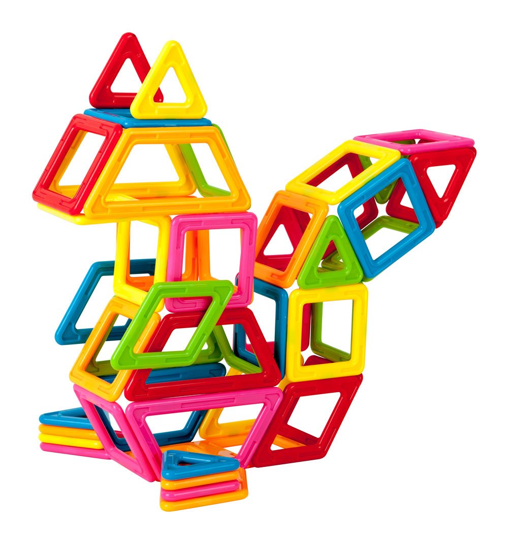 MAGFORMERS My First 54 Pieces, Rainbow Colors, Educational Magnetic Geometric Shapes Tiles Building STEM Toy Set Ages 3+