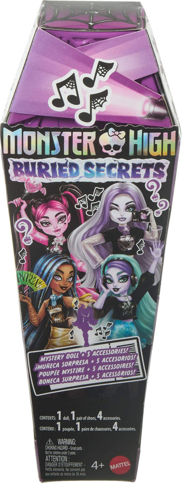 Monster High Buried Secrets Dolls and Accessories, Concert Lurks Theme with Mystery Doll and 5 Unboxing Surprises (Characters May Vary)