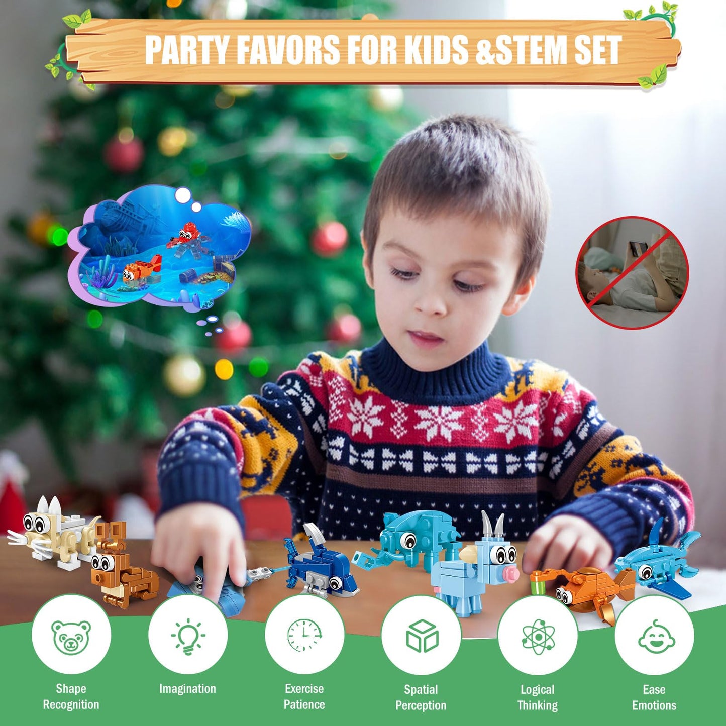 24 Packs Animals Building Sets for Kids,3 in 1, 72 Kinds of Transformable Building Block Toy,Compatible with Lego Party Favors,Classroom Student