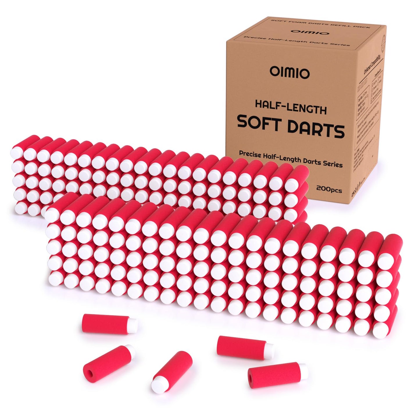 OIMIO Half Length Short Darts 200PCS Compatible with Nerf Pro, Dart Zone Nexus Pro, Aeon Pro, Max Stryker, Worker Short Dart Blasters, Foam Dart
