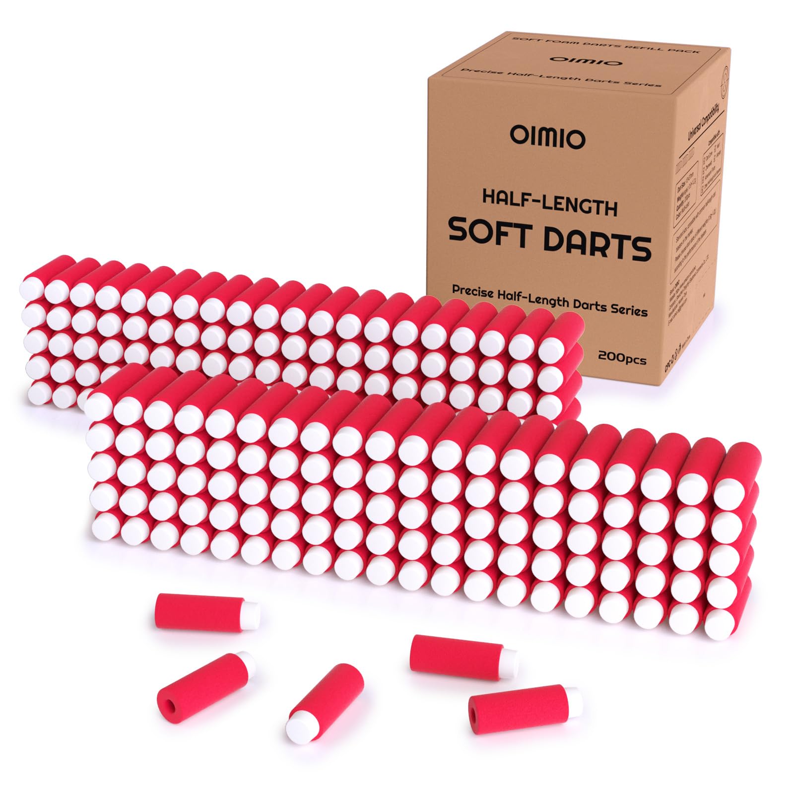 OIMIO Half Length Short Darts 200PCS Compatible with Nerf Pro, Dart Zone Nexus Pro, Aeon Pro, Max Stryker, Worker Short Dart Blasters, Foam Dart