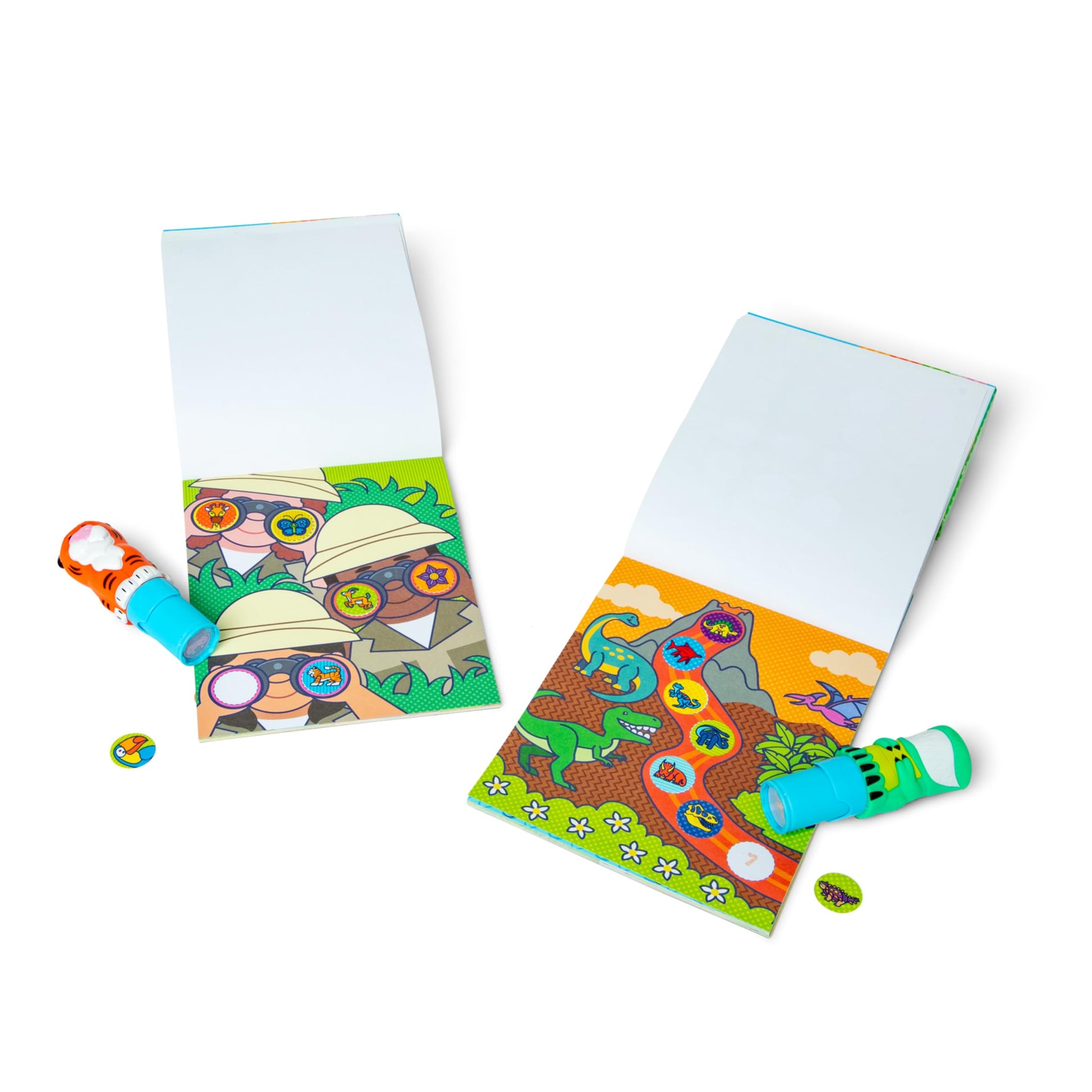 Melissa & Doug Sticker Wow!™ Dinosaur and Tiger Bundle: 2 24-Page Activity Pads, 2 Sticker Stampers, 600 Stickers, Arts and Crafts Fidget Toy