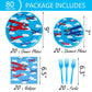 80 Pcs Airplane Party Supplies Airplane Aircraft Paper Plates Napkins Forks Dinnerware for Aviation Theme Boys Baby Shower 1st 2nd 3rd 4th Bday Party